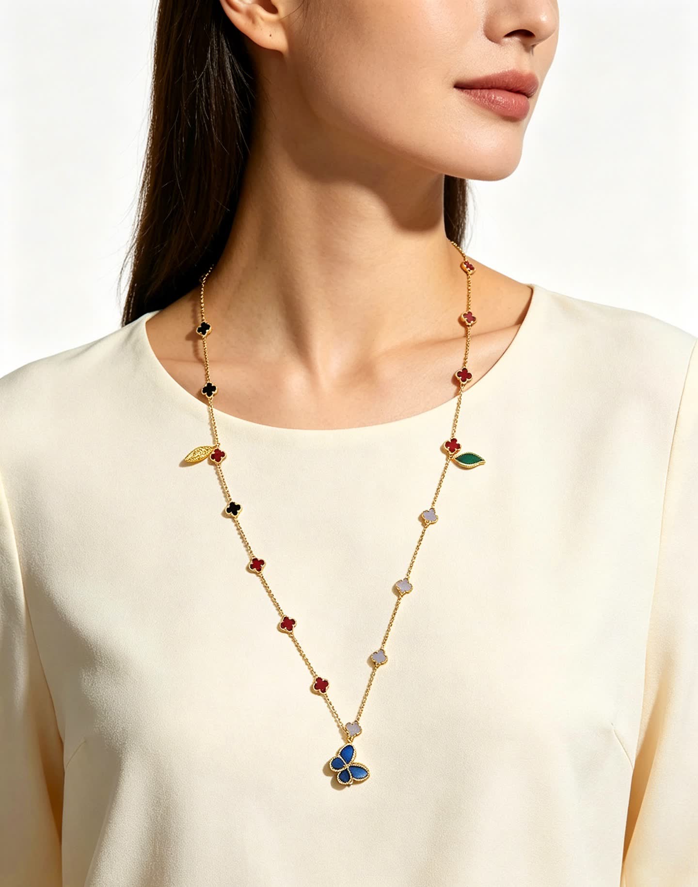 Van Cleef & Arpels Alhambra Gold Necklace with Butterfly pendant